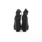 HERMES Leather & Suede Strap Heels in Black, Size 38 EU