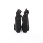 HERMES Leather & Suede Strap Heels in Black, Size 38 EU