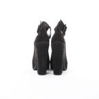 HERMES Leather & Suede Strap Heels in Black, Size 38 EU