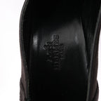 HERMES Leather & Suede Strap Heels in Black, Size 38 EU