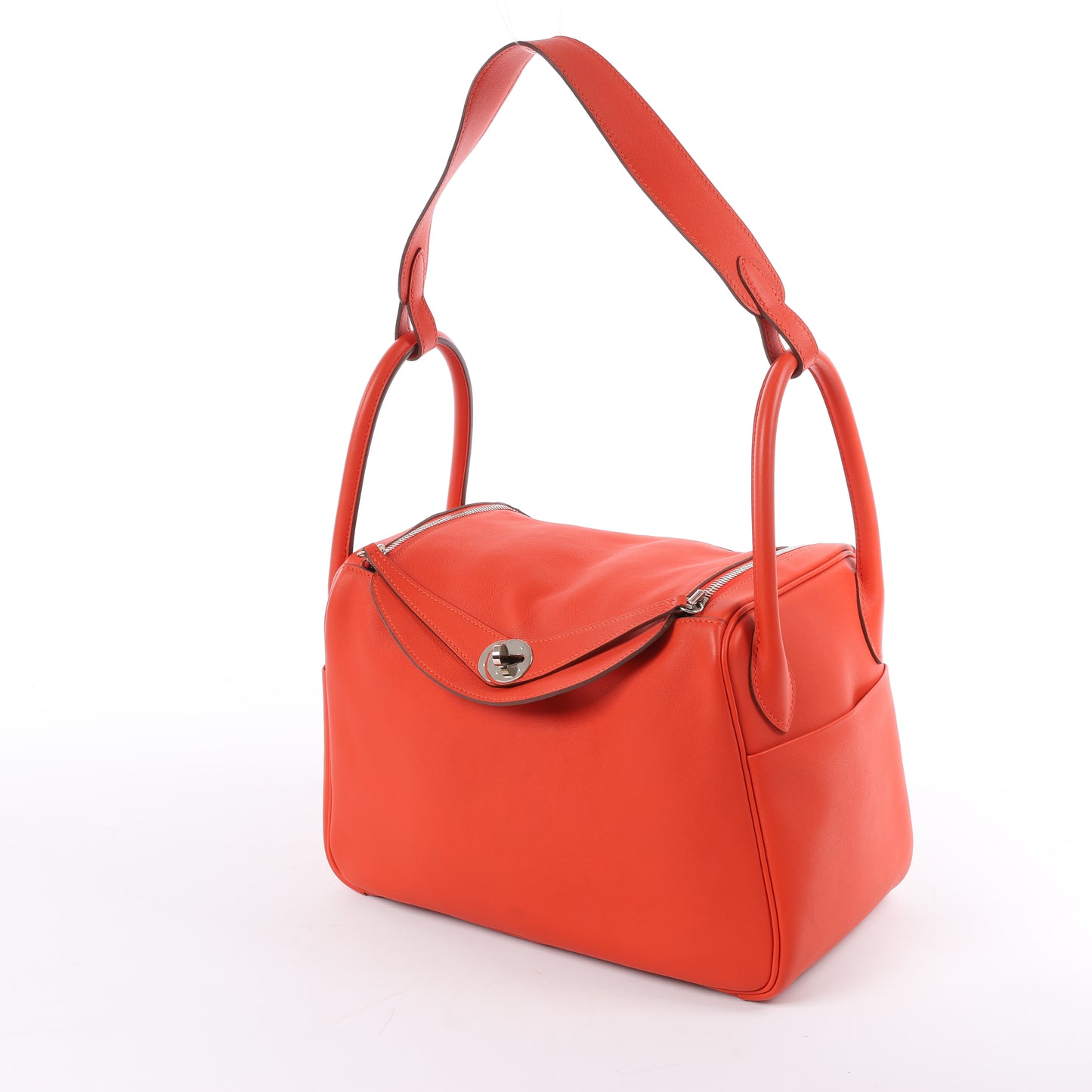 Hermes Lindy 30 Veau Swift Rouge Tomate Silver Metal Fittings 2Way Handbag X: 2016