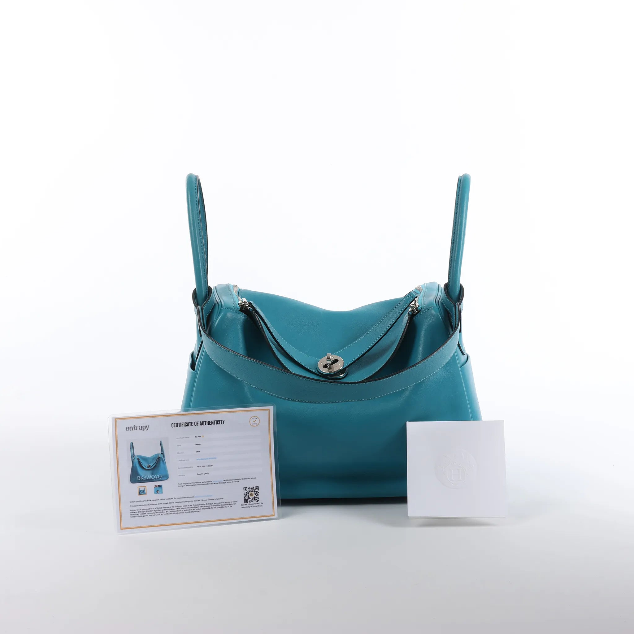 Hermes Lindy 30 Veau Swift 2Way Handbag in Turquoise □K: 2007