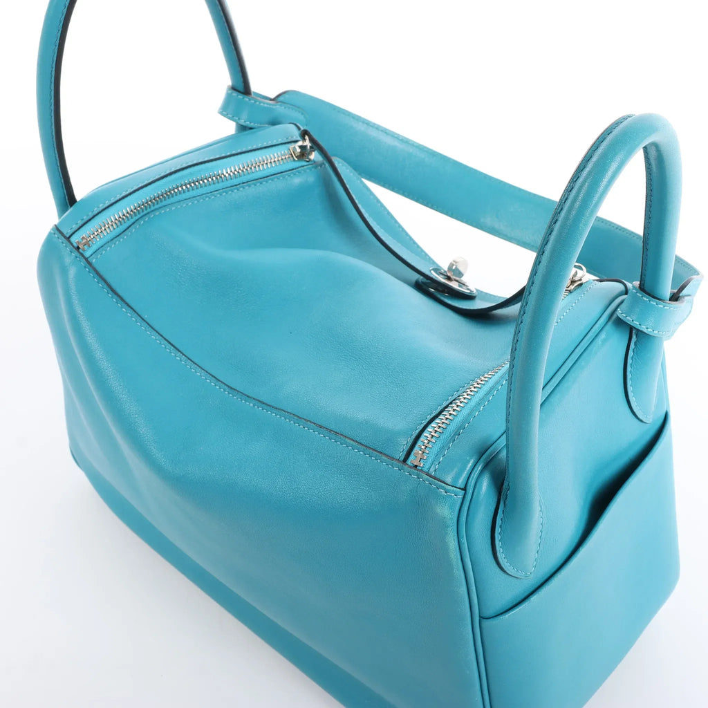Hermes Lindy 30 Veau Swift 2Way Handbag in Turquoise □K: 2007
