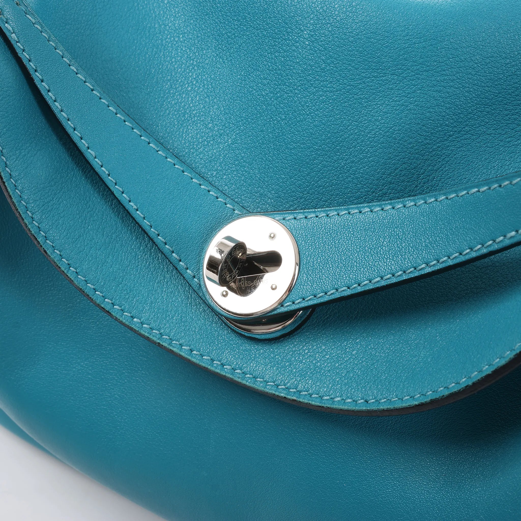 Hermes Lindy 30 Veau Swift 2Way Handbag in Turquoise □K: 2007