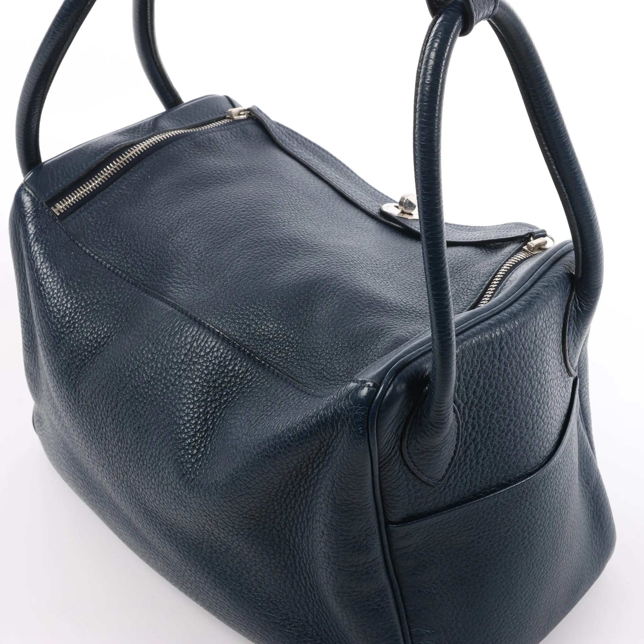 Hermes Lindy 34 Taurillon Clemence 2Way Handbag in Navy Blue □M: 2009