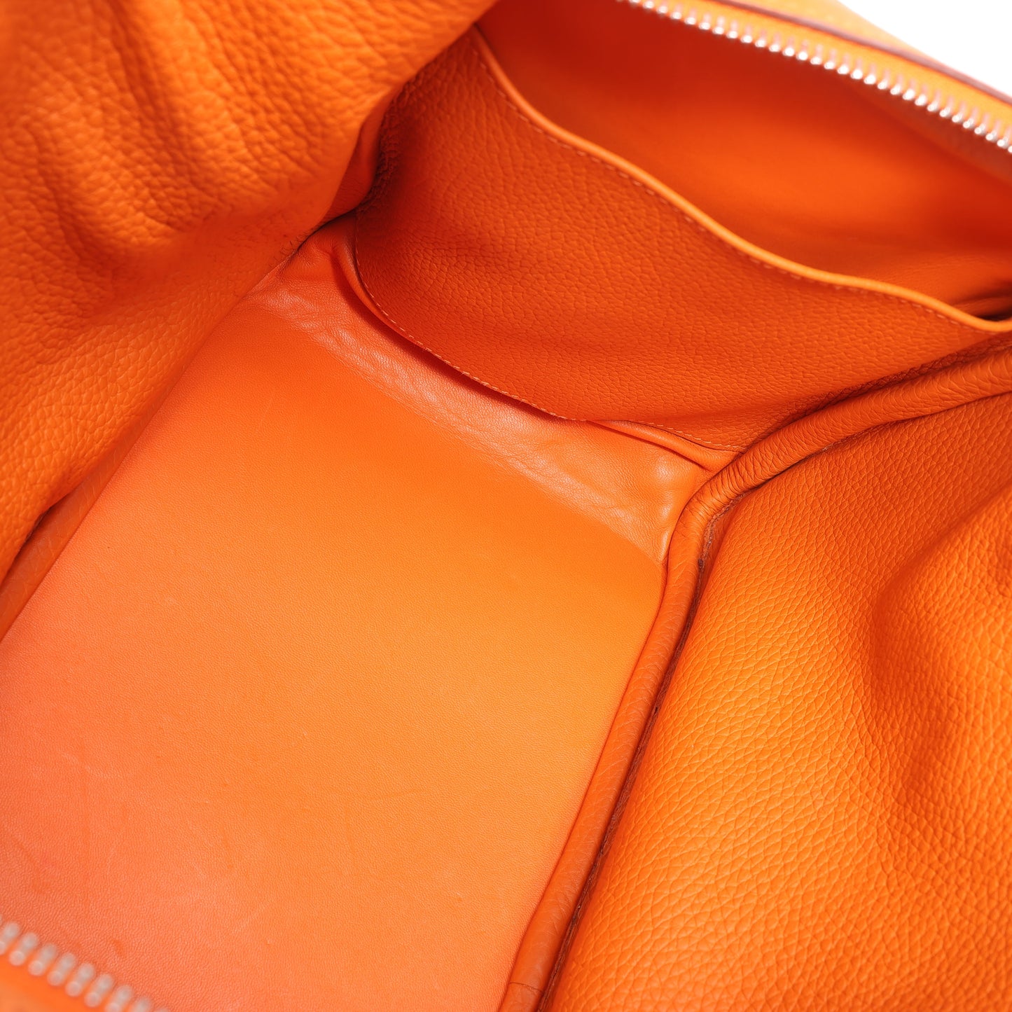 Sac à main Hermès Lindy 34 Taurillon Clémence Orange, garnitures en métal argenté □P:2012