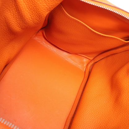 Sac à main Hermès Lindy 34 Taurillon Clémence Orange, garnitures en métal argenté □P:2012