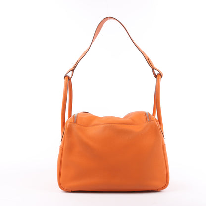 Sac à main Hermès Lindy 34 Taurillon Clémence Orange, garnitures en métal argenté □P:2012