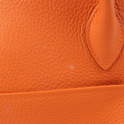 Sac à main Hermès Lindy 34 Taurillon Clémence Orange, garnitures en métal argenté □P:2012