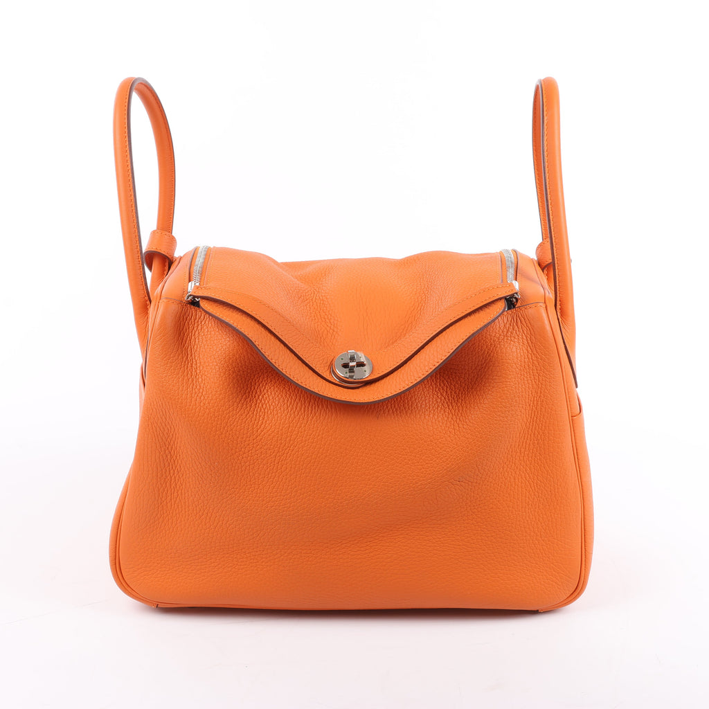 Hermes Lindy 34 Taurillon Clemence Orange Silver Metal Fittings Handbag □P:2012