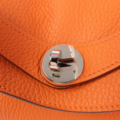Sac à main Hermès Lindy 34 Taurillon Clémence Orange, garnitures en métal argenté □P:2012