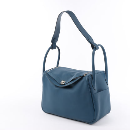 Hermes Lindy 34 Veau Swift Blue de galice Silver Metal Fittings 2Way Handbag □R: 2014
