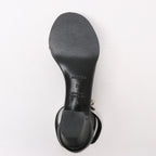 HERMES Manege Kelly Leather Sandals in Black x Silver, Size 37 EU