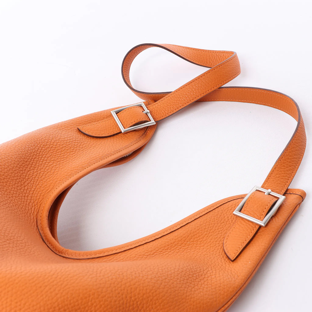 HERMES Massai PM Taurillon Clemence Leather Shoulder Bag in Orange □J: 2006
