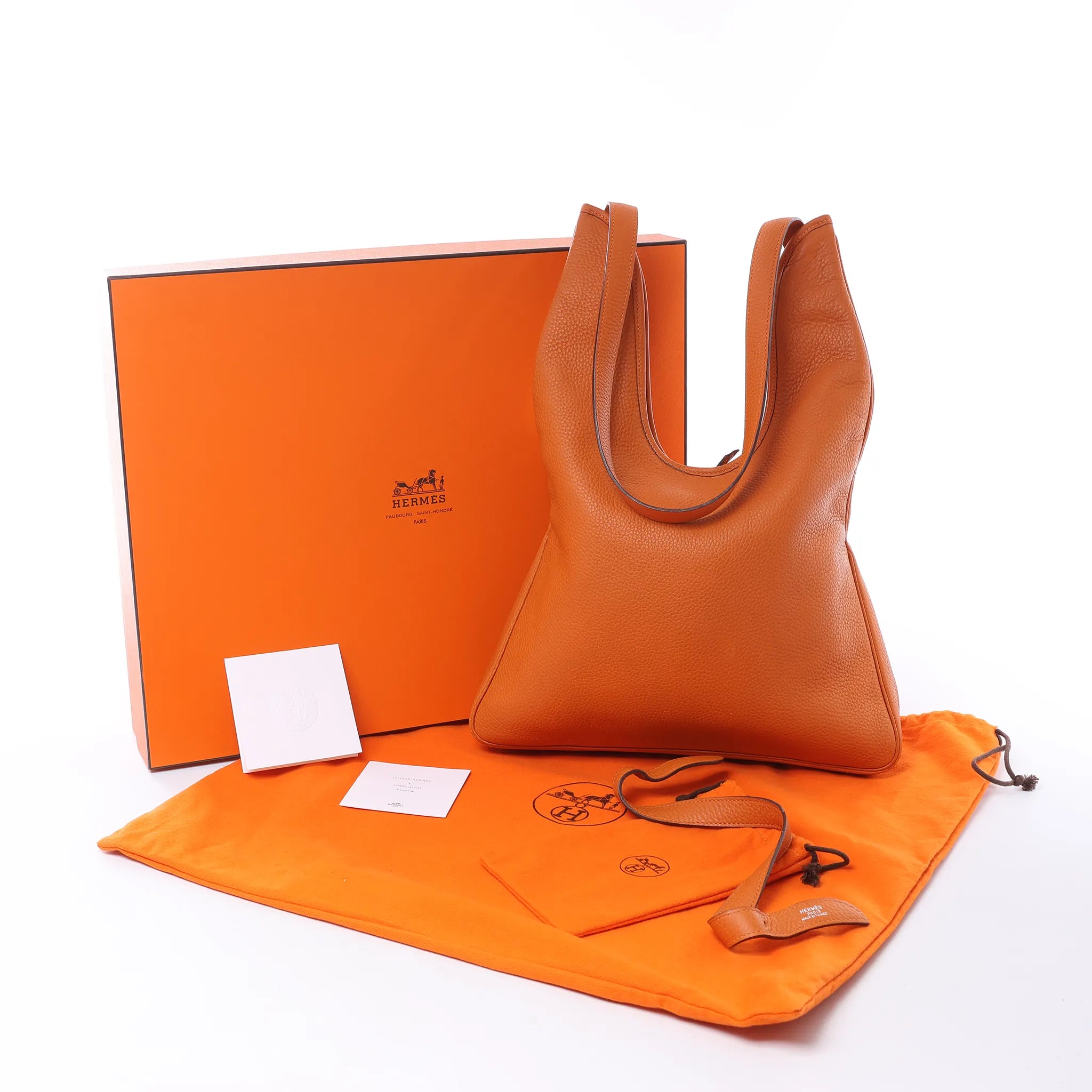 HERMES Massai PM Taurillon Clemence Leather Shoulder Bag in Orange □J: 2006