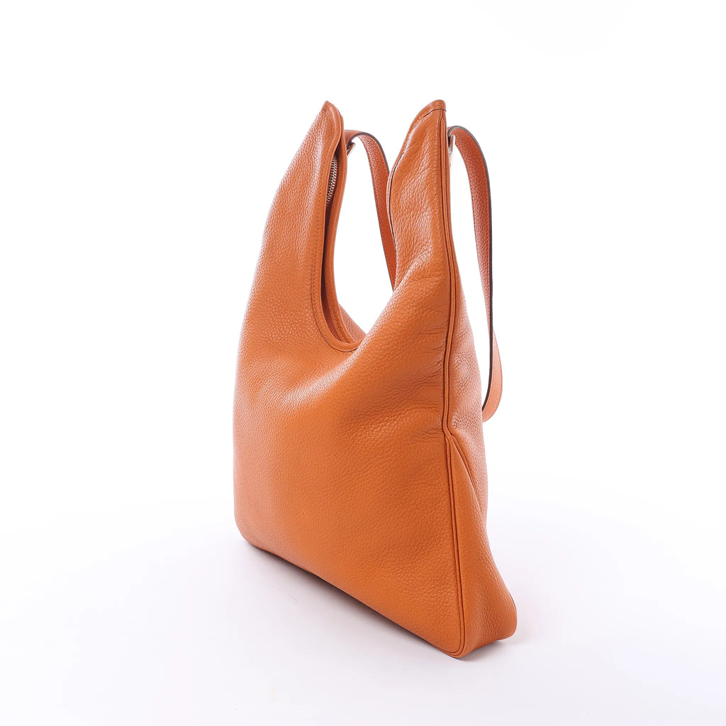 HERMES Massai PM Taurillon Clemence Leather Shoulder Bag in Orange □J: 2006