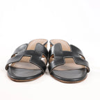 HERMES OASIS Leather Sandals in Black, Size 36.5 EU