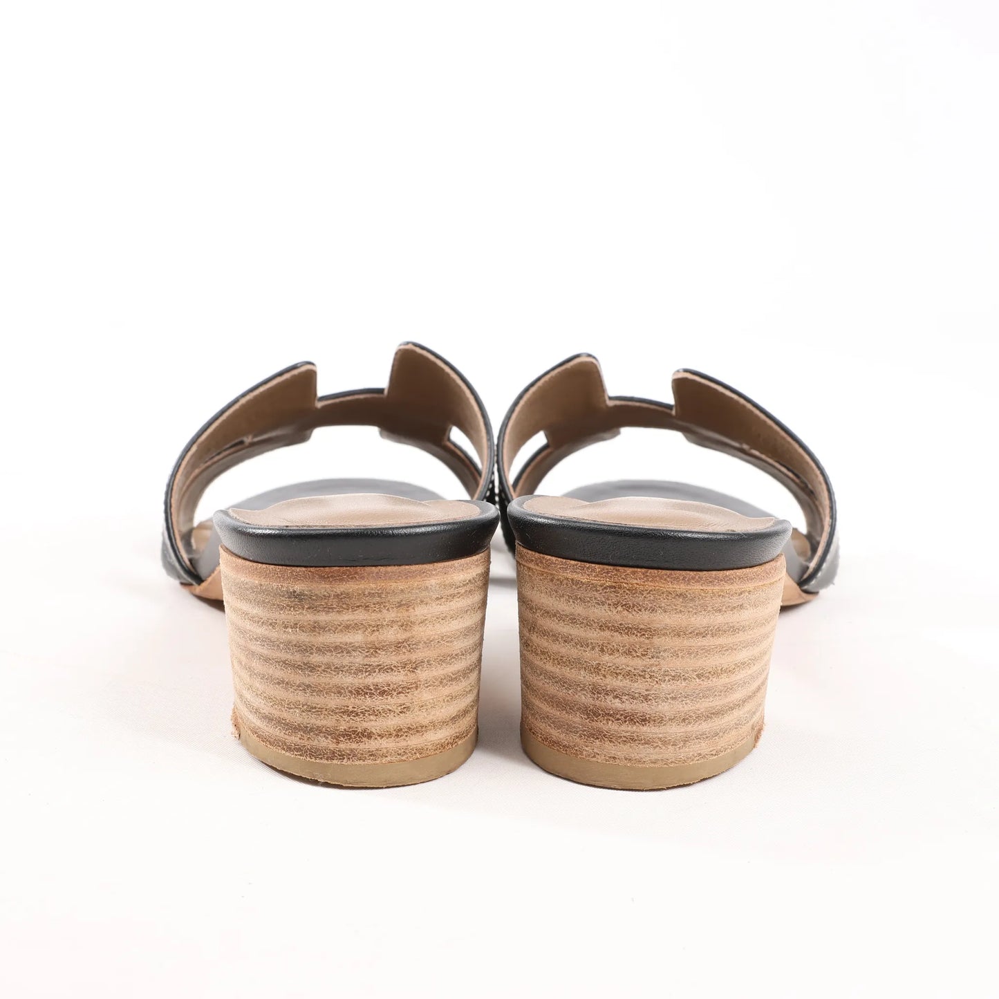 HERMES OASIS Leather Sandals in Black, Size 36.5 EU