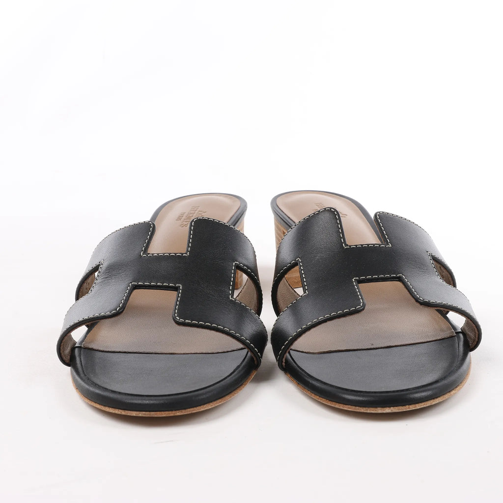 Sandalias de piel HERMES OASIS en color negro, talla 37.5 EU