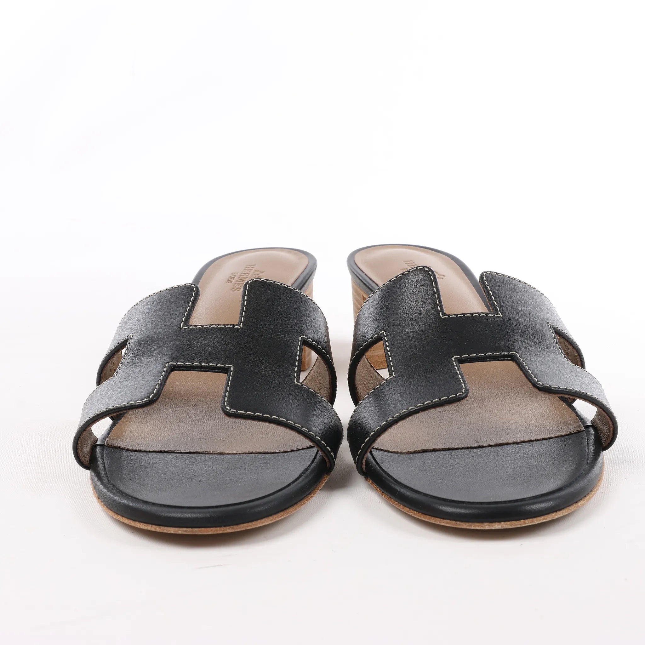 Sandalias de piel HERMES OASIS en color negro, talla 37.5 EU