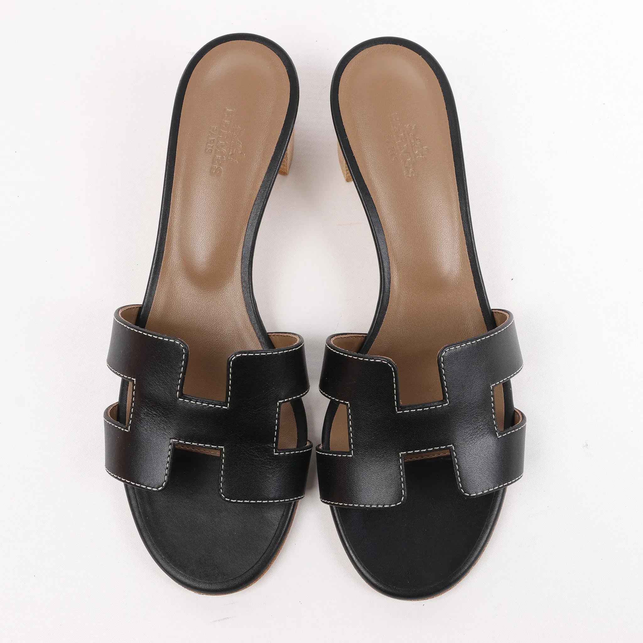 Sandalias de piel HERMES OASIS en color negro, talla 37.5 EU