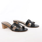 Sandalias de piel HERMES OASIS en color negro, talla 37.5 EU