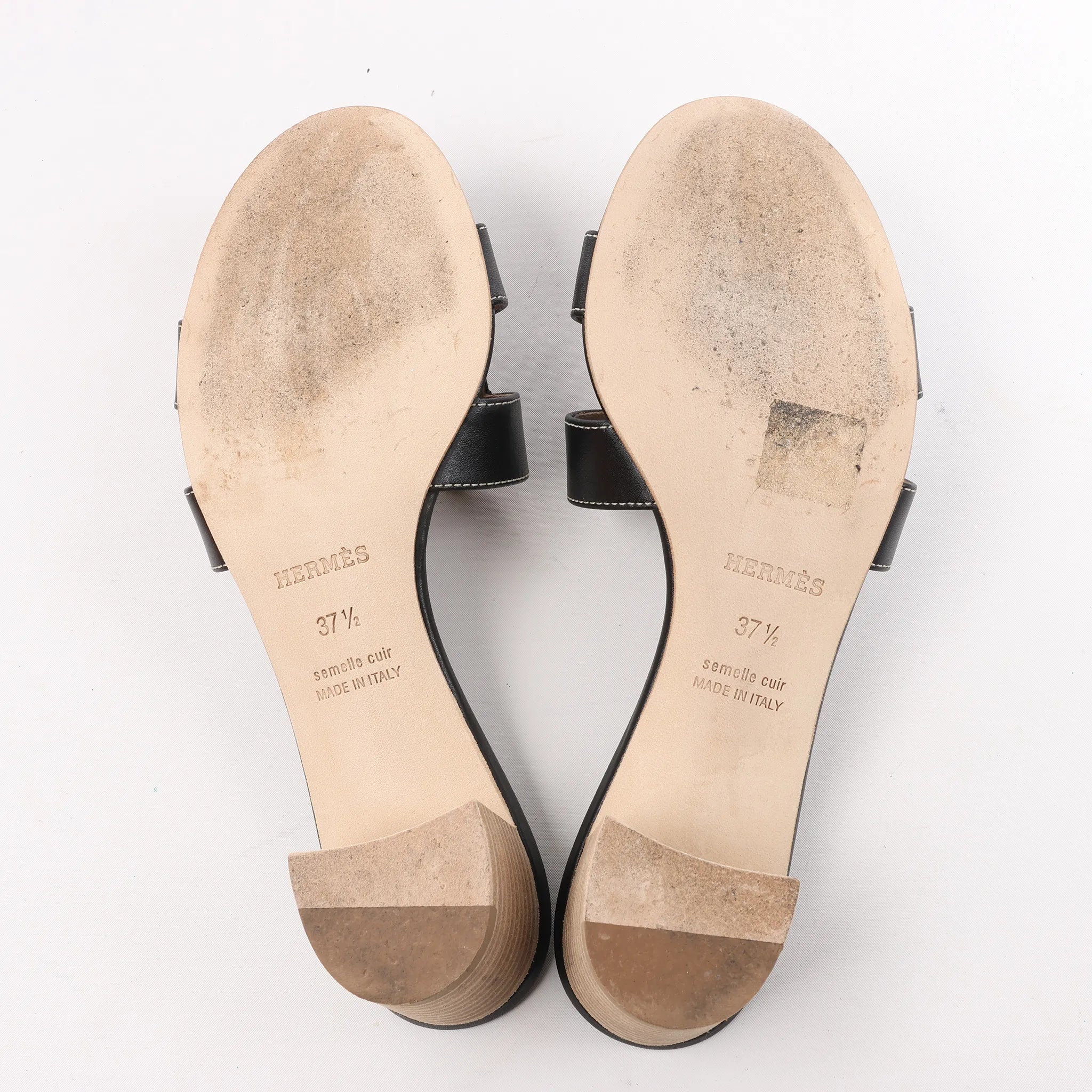 Sandalias de piel HERMES OASIS en color negro, talla 37.5 EU