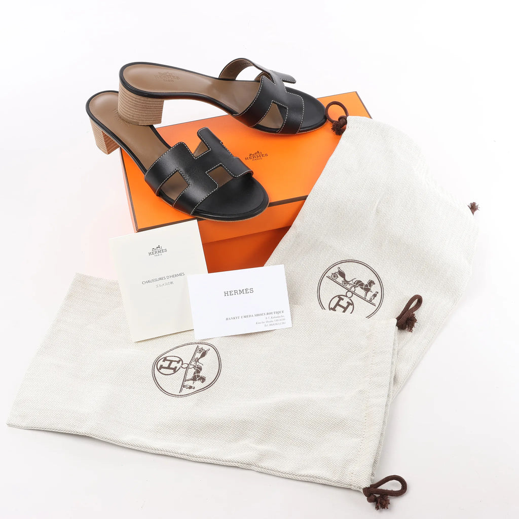 Sandalias de piel HERMES OASIS en color negro, talla 37.5 EU