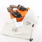 Sandalias de piel HERMES OASIS en color negro, talla 37.5 EU