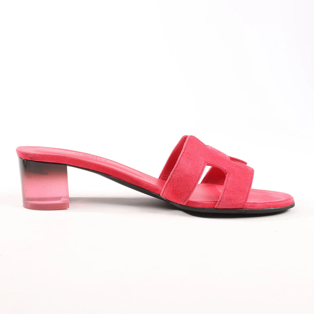 HERMES OASIS Suede Sandals in Pink, Size 38 EU