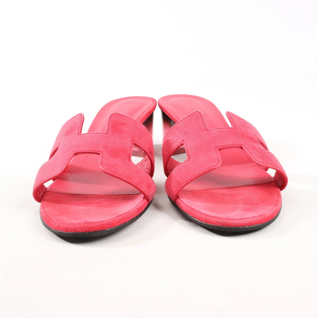 HERMES OASIS Suede Sandals in Pink, Size 38 EU