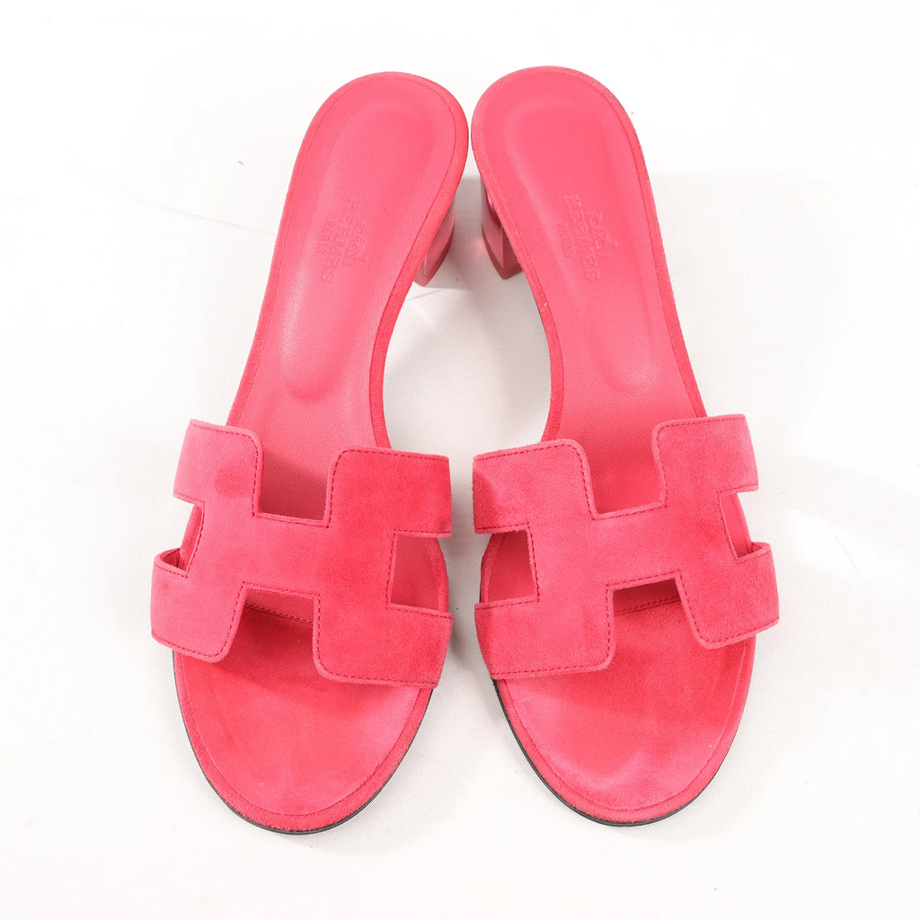 HERMES OASIS Suede Sandals in Pink, Size 38 EU