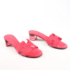 HERMES OASIS Suede Sandals in Pink, Size 38 EU