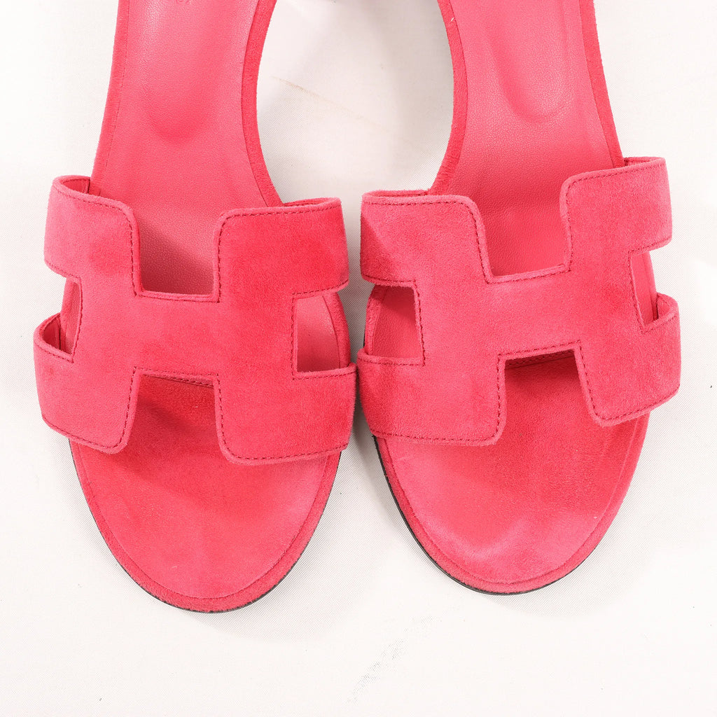 HERMES OASIS Suede Sandals in Pink, Size 38 EU