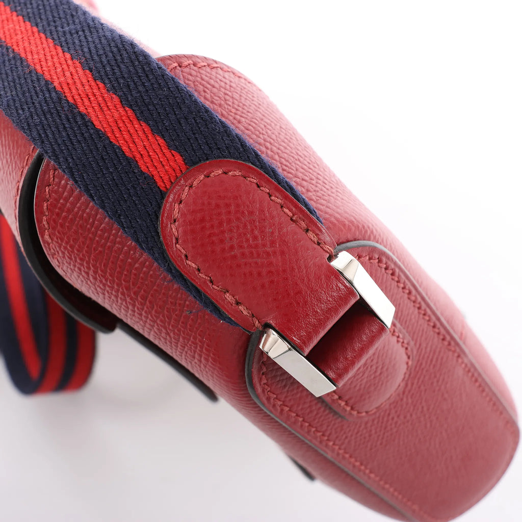 HERMES Octagon Veau Epsom Crossbody Bag in Rouge Grenat X: 2016
