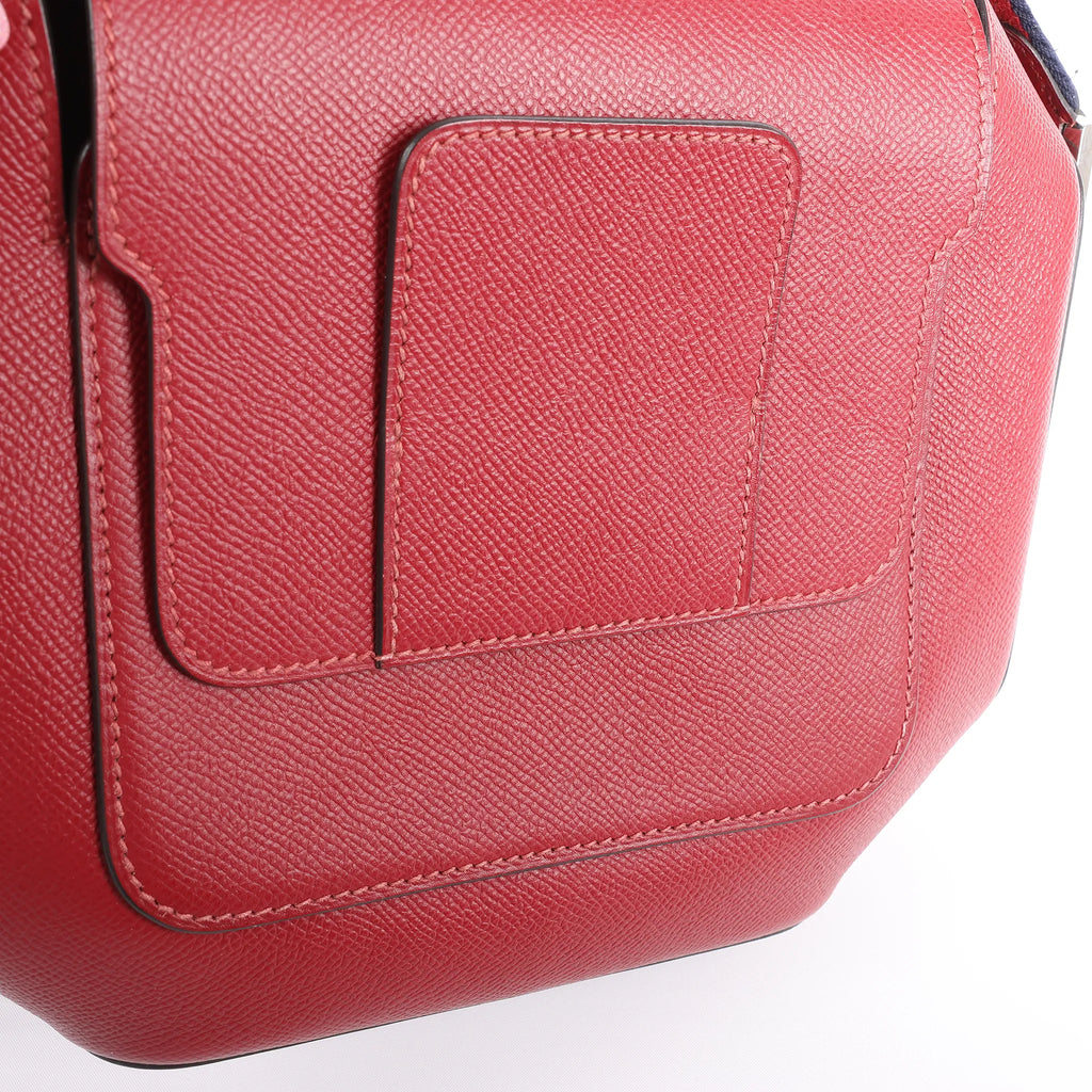HERMES Octagon Veau Epsom Crossbody Bag in Rouge Grenat X: 2016