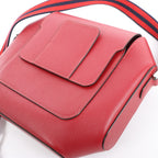 HERMES Octagon Veau Epsom Crossbody Bag in Rouge Grenat X: 2016