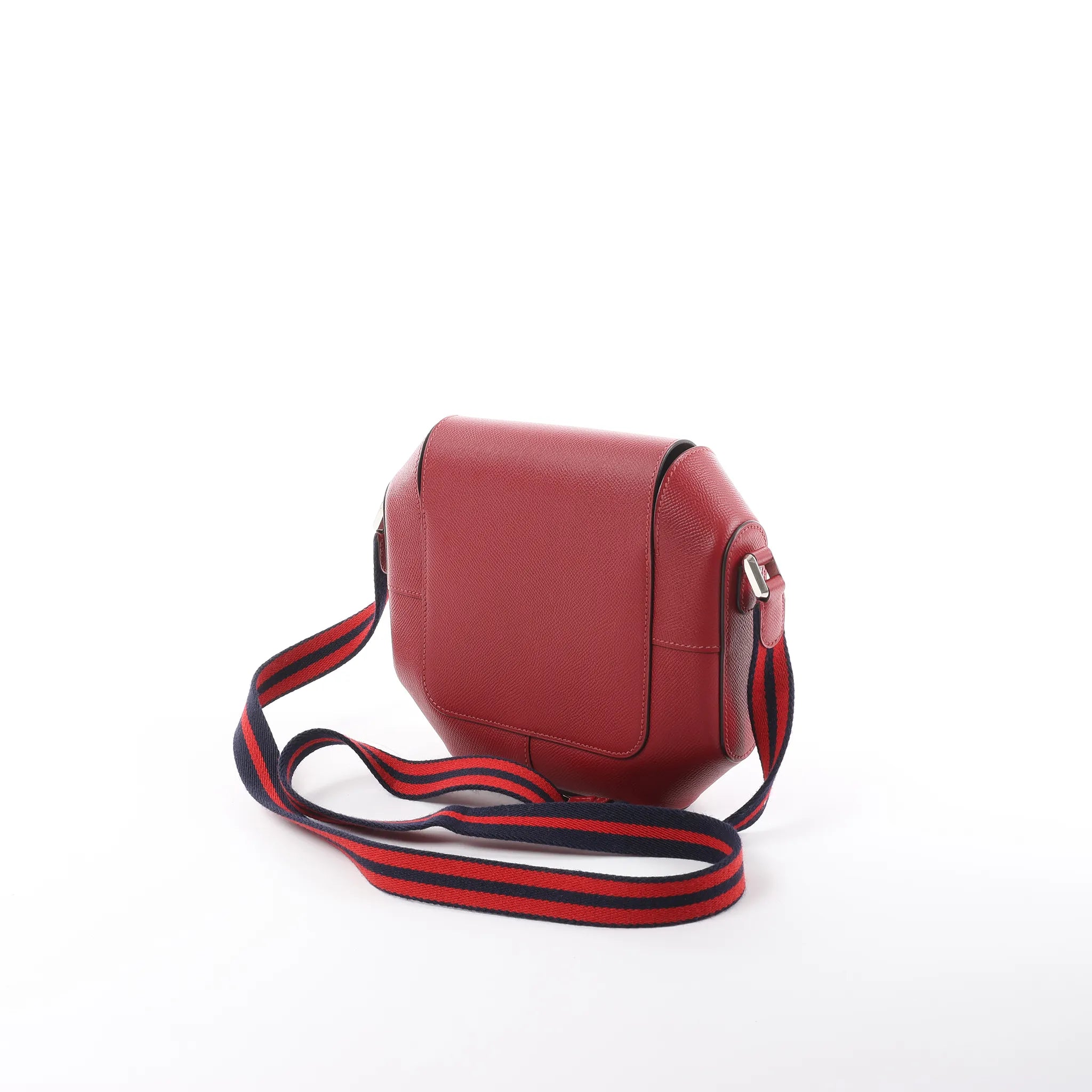 HERMES Octagon Veau Epsom Crossbody Bag in Rouge Grenat X: 2016