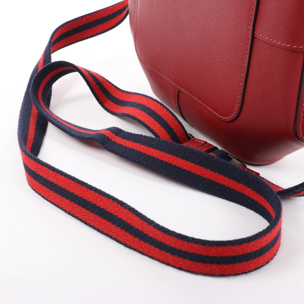 HERMES Octagon Veau Epsom Crossbody Bag in Rouge Grenat X: 2016