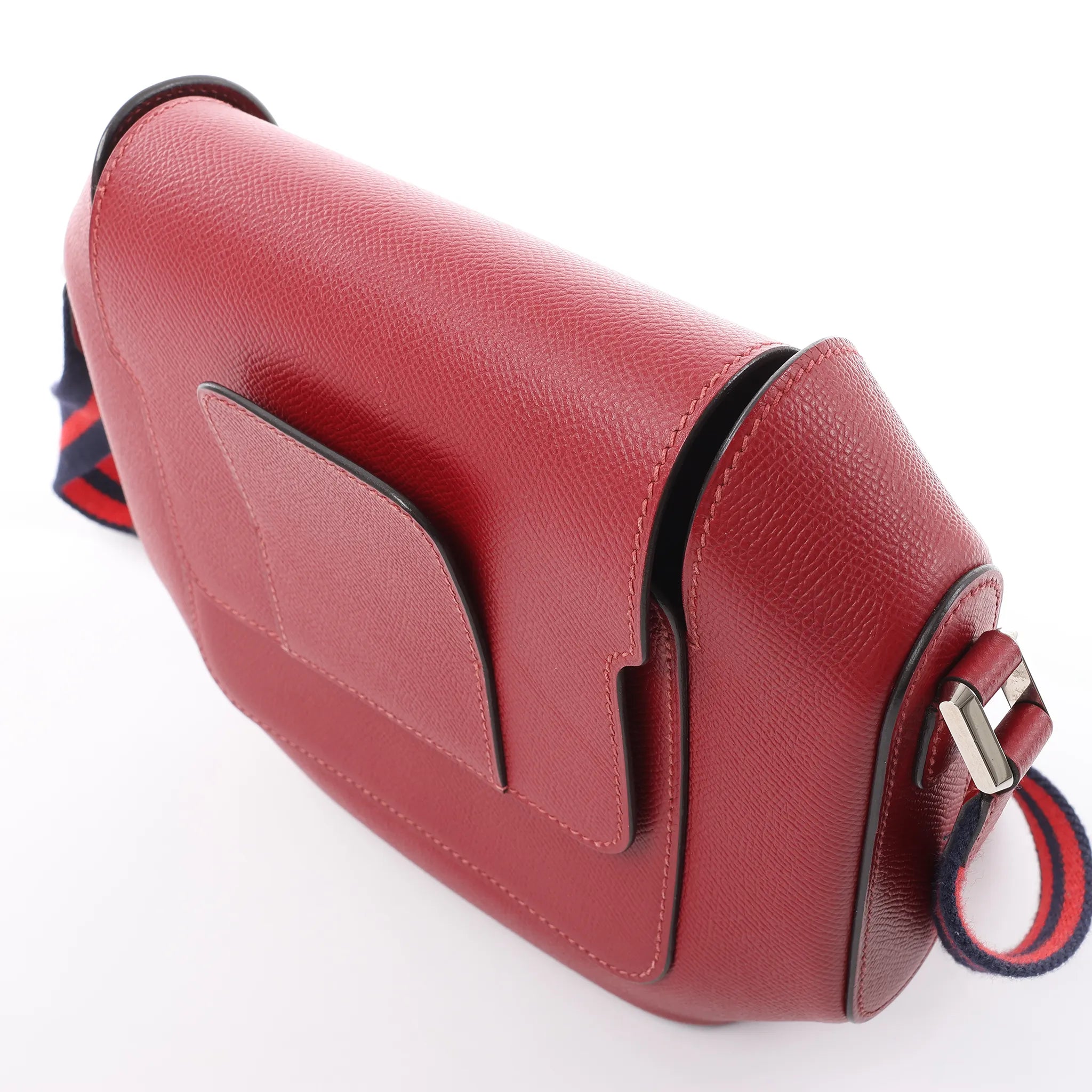 HERMES Octagon Veau Epsom Crossbody Bag in Rouge Grenat X: 2016
