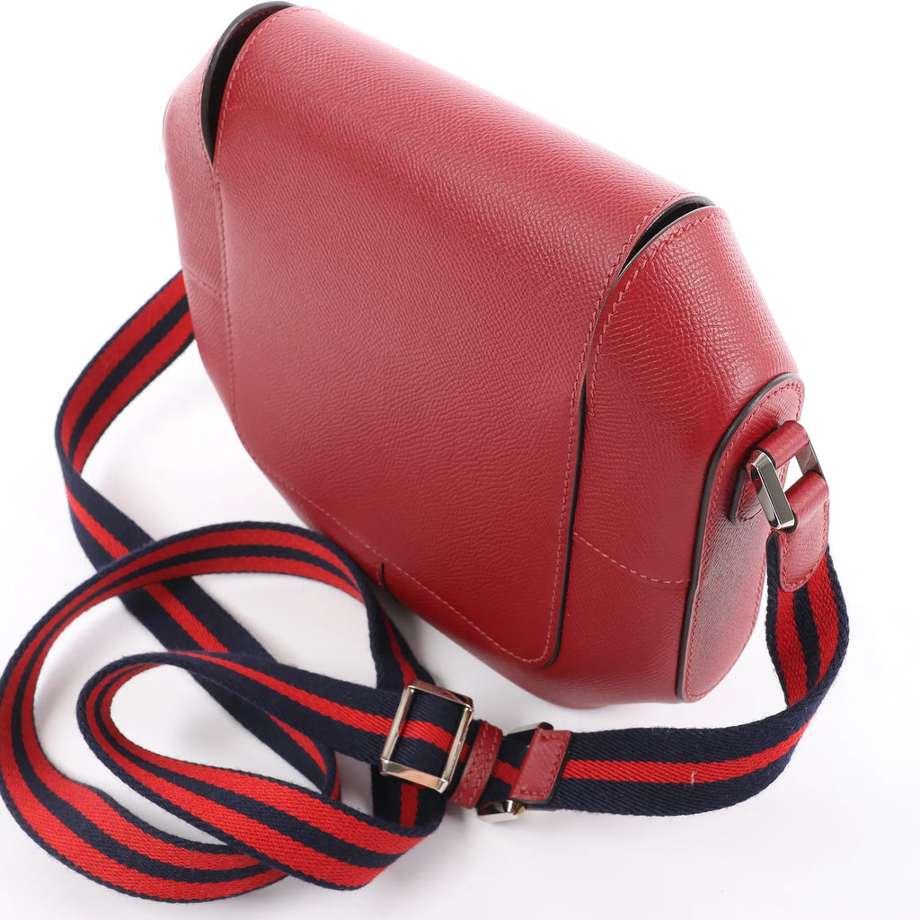 HERMES Octagon Veau Epsom Crossbody Bag in Rouge Grenat X: 2016