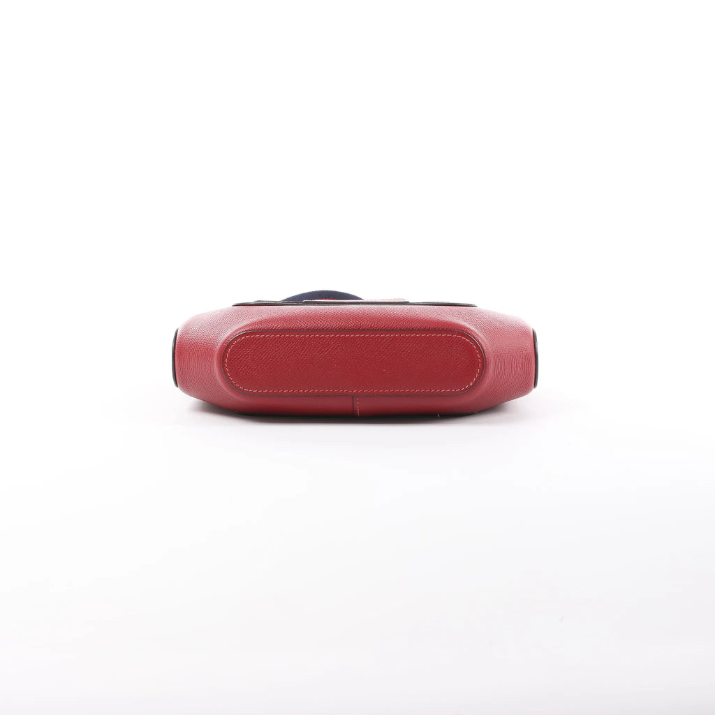 HERMES Octagon Veau Epsom Crossbody Bag in Rouge Grenat X: 2016