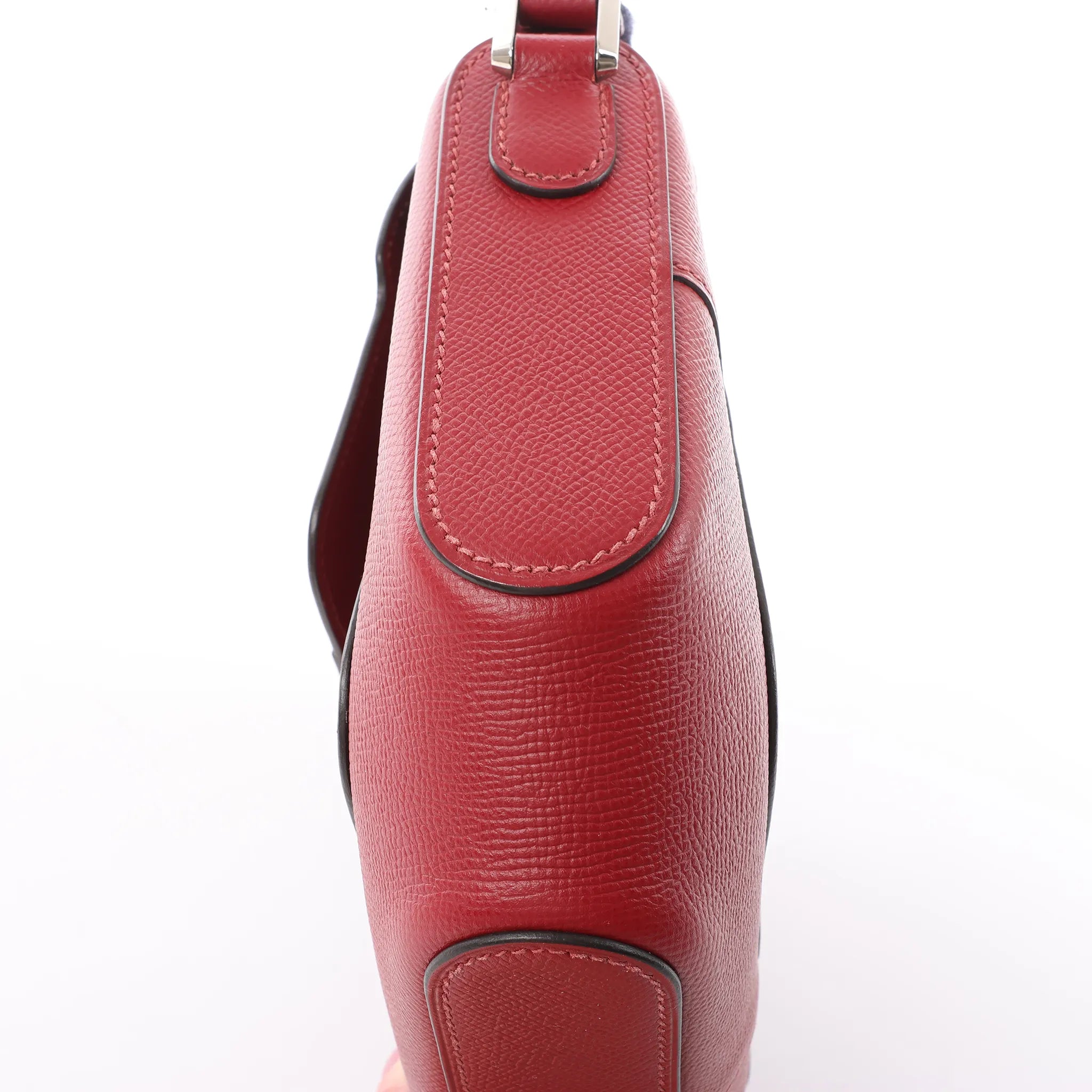 HERMES Octagon Veau Epsom Crossbody Bag in Rouge Grenat X: 2016