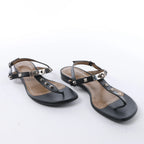 HERMES Olivia Leather Sandals in Black, Size EU 38.5