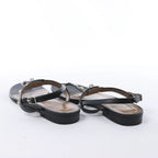HERMES Olivia Leather Sandals in Black, Size EU 38.5