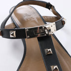 HERMES Olivia Leather Sandals in Black, Size EU 38.5