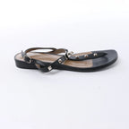 HERMES Olivia Leather Sandals in Black, Size EU 38.5