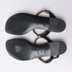 HERMES Olivia Leather Sandals in Black, Size EU 38.5