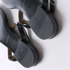 HERMES Olivia Leather Sandals in Black, Size EU 38.5