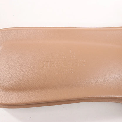 HERMES Oran Leather Sandals in Beige, Size 36.5 EU